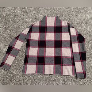 Rachel Zoe Mock Neck Plaid Checkered Knit Pullover Sweater - Size Medium